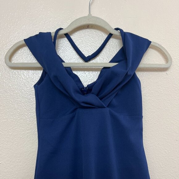 Nookie Athena Off Shoulder Halter Midi Dress Sz Xtra Small in Navy Blue - Picture 3 of 9